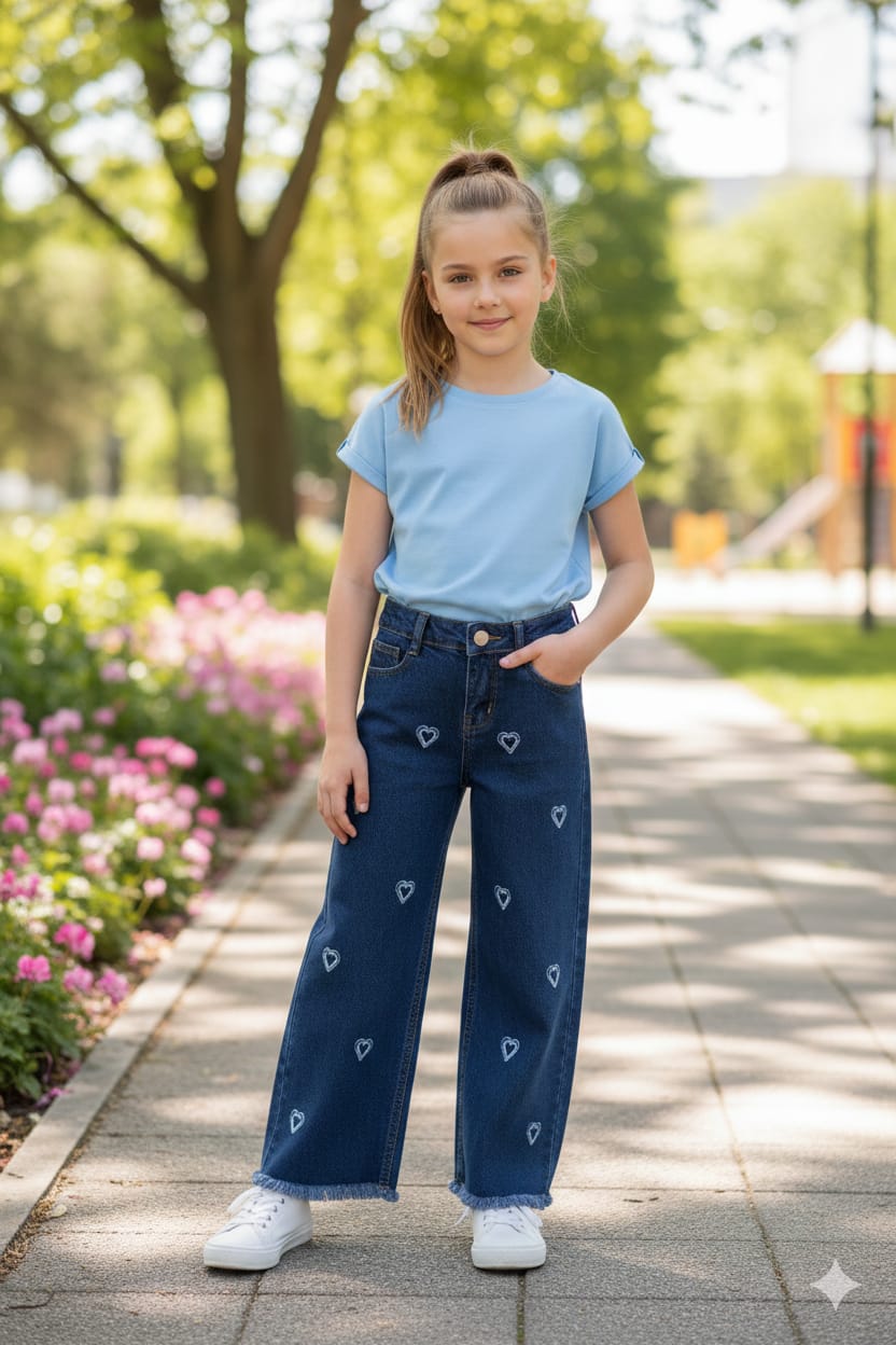 Plazo Jeans Heart Dark Blue